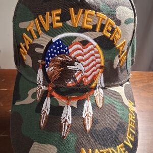 Native American Veteran Baseball Cap Adult Adjustable Embroidered